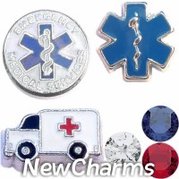 CSL173 Emergency Medical Services EMS Charm Set for Floating Lockets