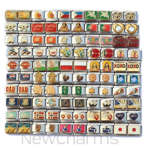 Mix 103 Set of 100 Enamel Italian Charms