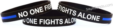 No One Fights Alone Thin Blue Line Wristband