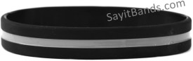 Corrections Officers Thin Gray Line Wristband Silver