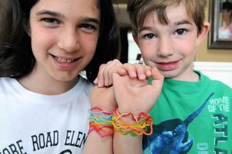 Two of us wearing our Silly Bandz