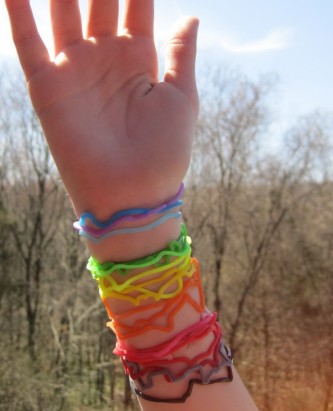 A rainbow of colors of silly bandz
