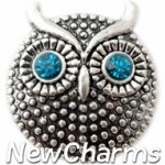GS107 Owl With Blue CZ Eyes Snap Charm