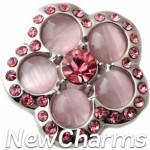 GS128 Pink Cats Eye Flower Snap Charm
