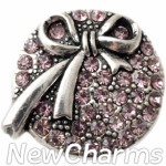 GS130 Pink CZ Ribbon Snap Charm