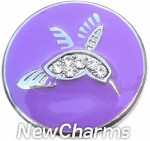 GS316 Hummingbird On Purple Snap Charm