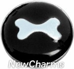 GS317 Dog Bone Black Snap Charm