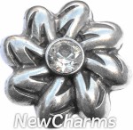 GS338 Twisty Silver Flower Snap Charm