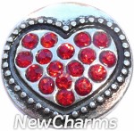 GS505 Red CZ Heart Snap Charm