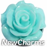 GS609 Enamel Aqua Flower Snap Charm