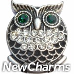 GS635 Owl with Green Eyes Snap Charm