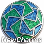 GS640 Fanned Blue and Green Snap Charm