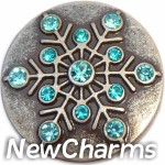 GS642 Aqua Snowflake Snap Charm