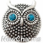 GS907 Owl With Blue CZ Eyes Snap Charm