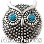 GS907 Owl With Blue CZ Eyes Snap Charm