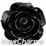 GS915 Enamel Black Rose Snap Charm