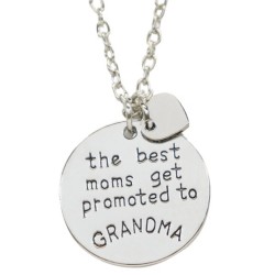 N48 Best Moms Promoted to Grandma Stamped Necklace