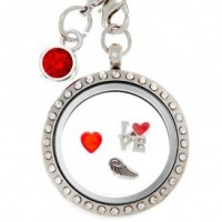 Charms AS11 Big Round CZ Locket with jump ring and necklace