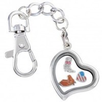 AS92keychain Curvy Heart Locket with Keychain WITH CHARMS