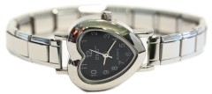 WW211black Black Heart Italian Charm Watch