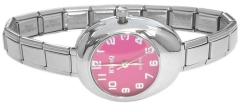 WW421pink Pink Oblong Italian Charm Watch