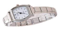 WW629 White Barrel Shape Watch Italian Charm Bracelet